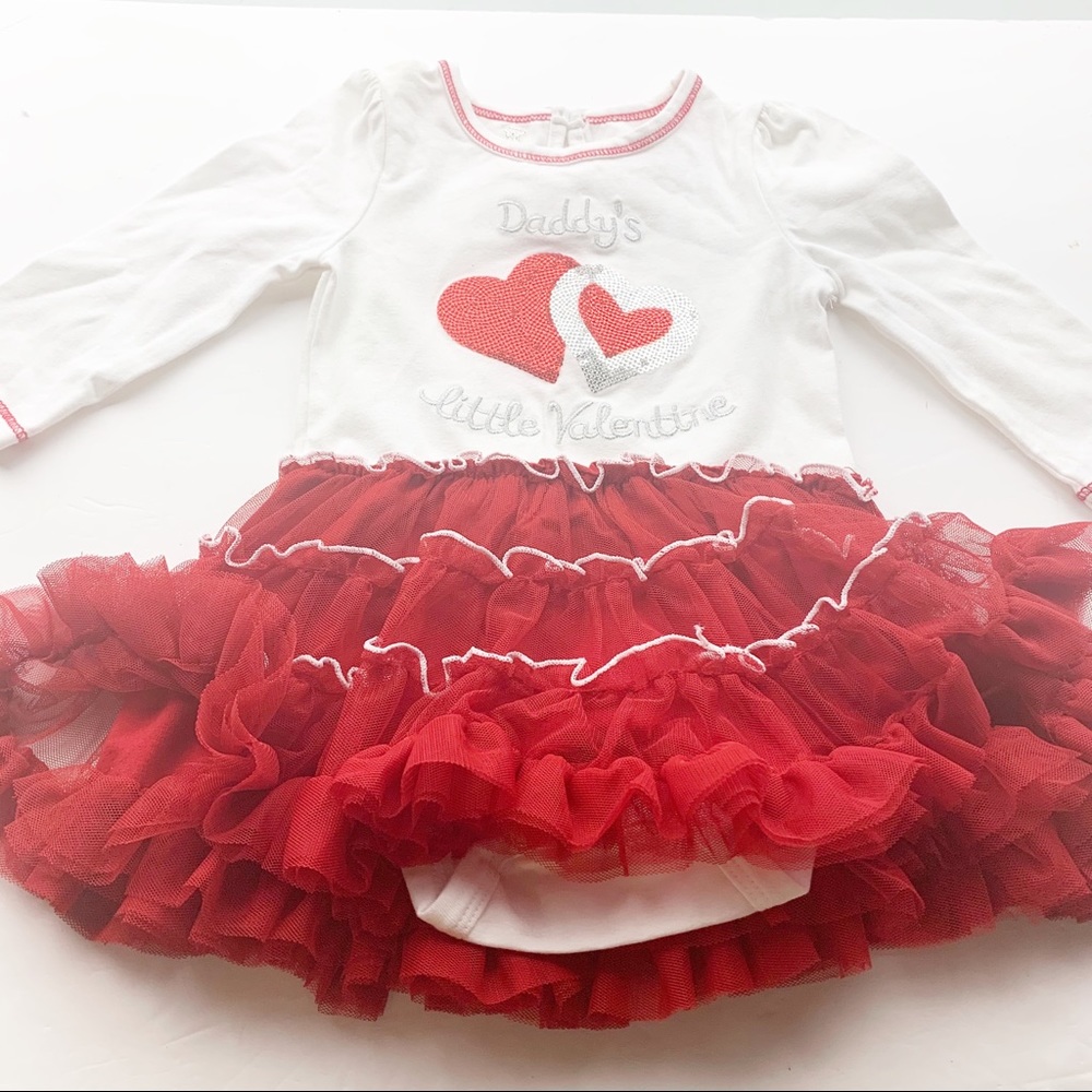 Koala Kids Daddy’s Little Valentine‎ Red Tulled Frilly Dress 12 Months
